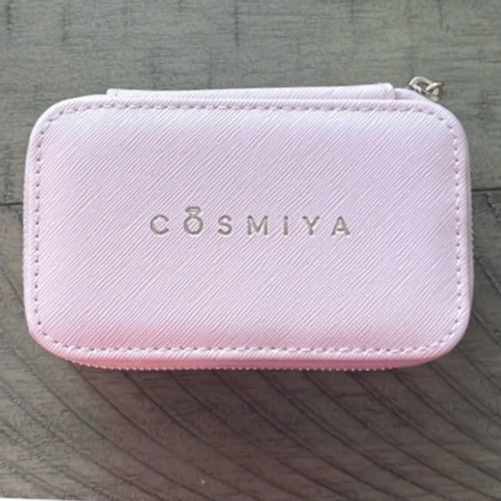 Cosmiya Pink Saffiano Vegan Leather‎ Travel Jewelry Case Organizer Box Dust Bag